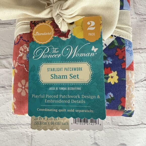 Pioneer Woman Starlight Patchwork Quilted King Pillow Shams 2 Pc NWT Farmhouse - Picture 9 of 11